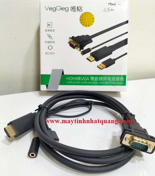 Cáp chuyển HDMI sang VGA + Audio dài 1.5m VegGieg V-Z101